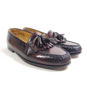 Cole Haan Mens Size 10 3E Burgundy Leather Tassel Loafers